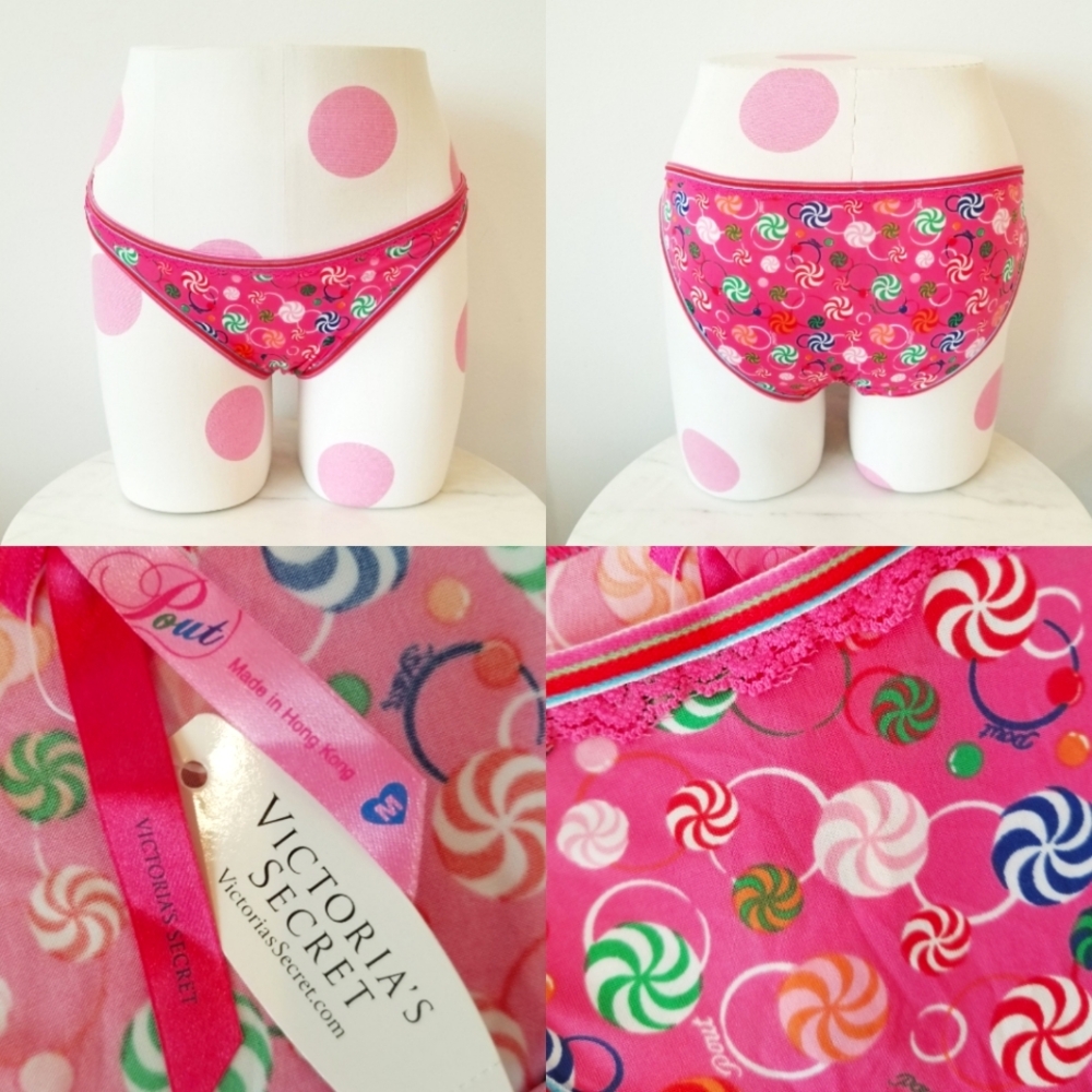 Victoria's Secret Pout Vintage Bikini Panty NWT Rainbow Pinwheel Candy